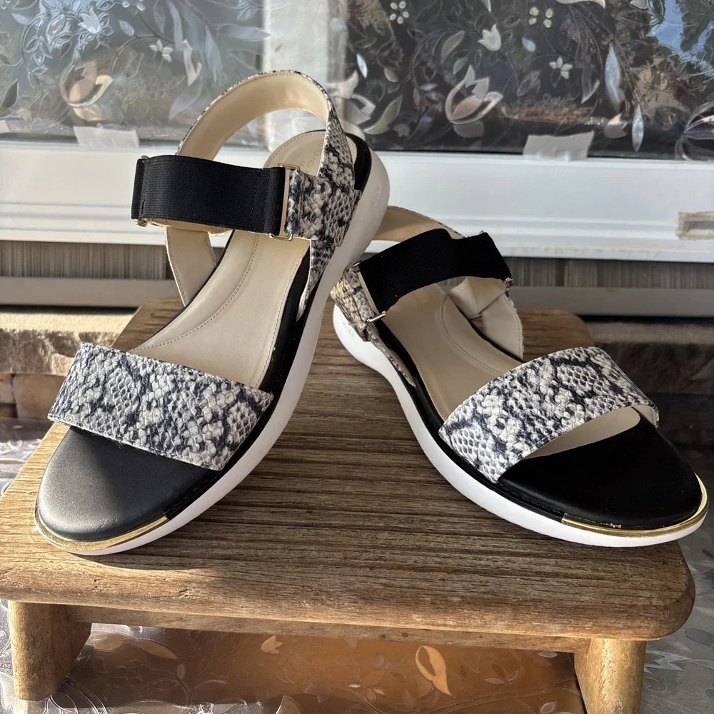 Cole Haan Sandals Women sz 9 B snakeskin Black Grand Ambition W21893